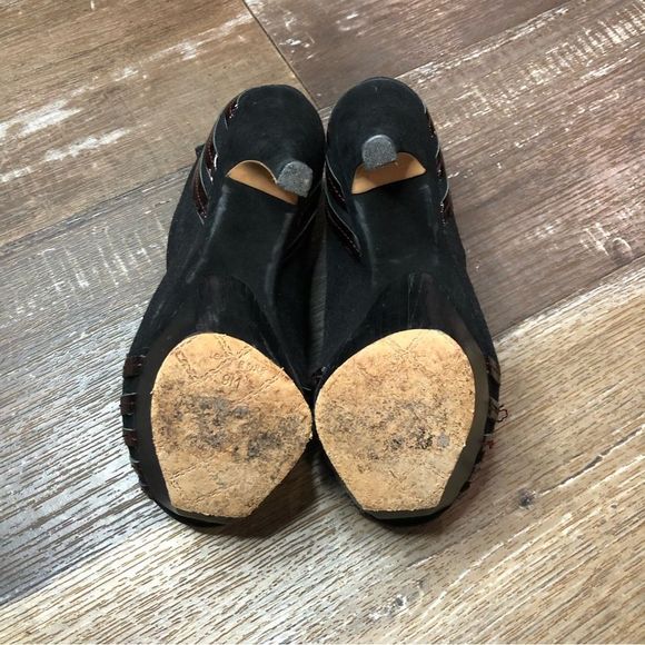 L.A.M.B. high heel booties black w/red stitching size 8M - Picture 7 of 9